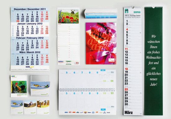 Collage mit Beispielen unterscheidliche Kalender-Formate